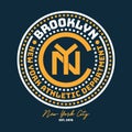 New York, Brooklyn typography for design clothes, college t-shirt. Graphics for print product, athletic apparel. Vintage badge Royalty Free Stock Photo